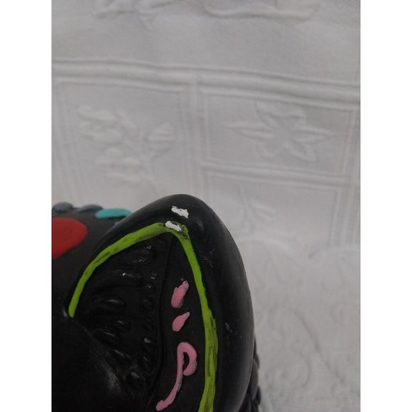 Hobbyist Dia De Los Muertos Plaster Sugar Skull Day Of The Dead cat head 7" - Picture 6 of 12